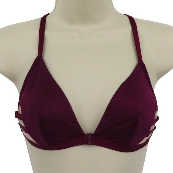 Victorias Secret Medium Bralette Purple Mesh Sides Wireless Unlined Front Close - Picture 1 of 13